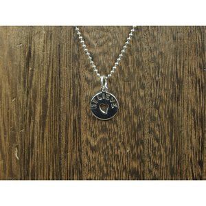 18" Sterling Silver Small Circle Believe Word Necklace Vintage Minimalist